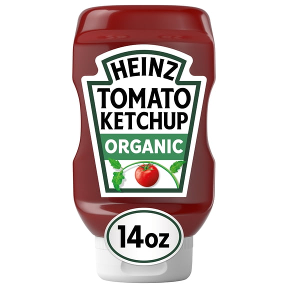 Heinz Organic Tomato Ketchup Inverted Squeeze Bottle, 1 Bottle, for Easy Sharing and Easy Serving, Classic Style, No High-Fructose Corn Syrup, 14 oz