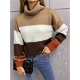 thumbnail image 4 of Women's Sweaters Casual Long Sleeve Crewneck Color Block Patchwork Pullover Knit Sweater Tops, 4 of 7