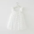 thumbnail image 3 of B91xZ Robe Maxi Fille Manches à Volants Extensible Ligne A Évasée Robe de Soirée, Blanc 3-4 Ans, 3 of 4