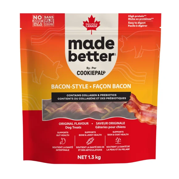 Made Better Collagen & Prebiotic Bacon-Style Dog Treats – 1.3 kg, Healthy Chews for Dogs
