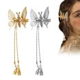 thumbnail image 2 of 2 horquillas elegantes con borlas y forma de mariposa, con forma de mariposa voladora y clip lateral antiguo, de metal, con borlas, para mujeres y niñas, 2 of 10