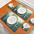 thumbnail image 3 of Wobogo Green Seahorse Placemats Coasters Set of 4 Heat-resistant Non-slip Easy to Clean Square Dinner Plate Mat, 3 of 8