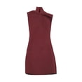 thumbnail image 2 of Vestido ajustado a escala 1/6, minivestido corto con cuello simulado, elegante vestido de verano en miniatura. rojo oscuro, 2 of 7