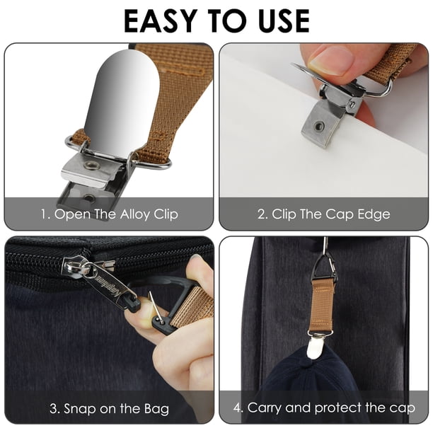 7256 6pcs Hat Clips For Travel, Pu Leather Elastic Holder Companion Hat Clip for Travel on Bag Backpack Luggage Fashion PU  main image 3