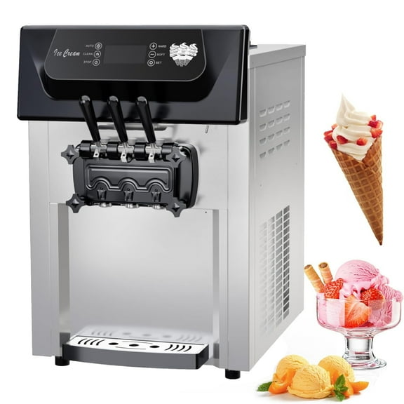 Missky Electric Ice Cream Maker, 2200W Soft Serve Ice Cream Maker Machine with 3 Flavors & Automatic Cleaning for Home, Snack Bar, Shop
