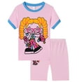 thumbnail image 1 of Hiiyo Pyjama pour Petites Filles, T-Shirt à Manches Courtes à Imprimé de Dessins Animés et Shorts, Tenue de Nuit, Pyjama, 1 of 3