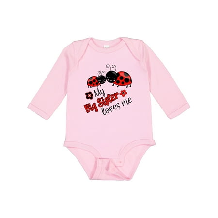 

Inktastic My Big Sister Loves Me with Cute Ladybugs Boys or Girls Long Sleeve Baby Bodysuit