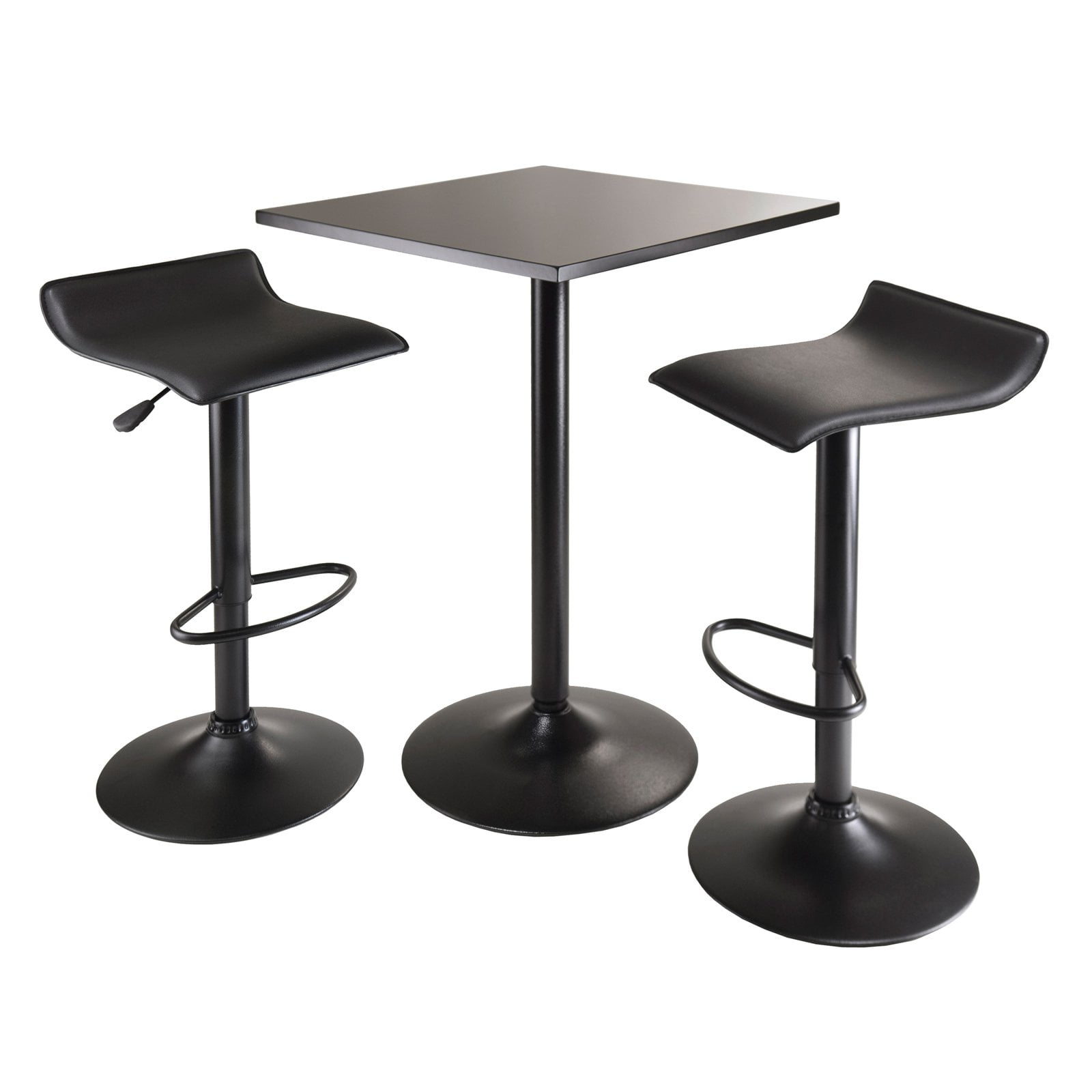 3pc Obsidian Counter Height Dining Set with Air Lift Adjustable Stools Wood/Black - Winsome