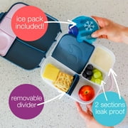 b.box Lunch Box for Kids w/ 4 Compartments (2 Leak Proof), w/ Gel Pack (8½ Cup, Ocean Breeze)