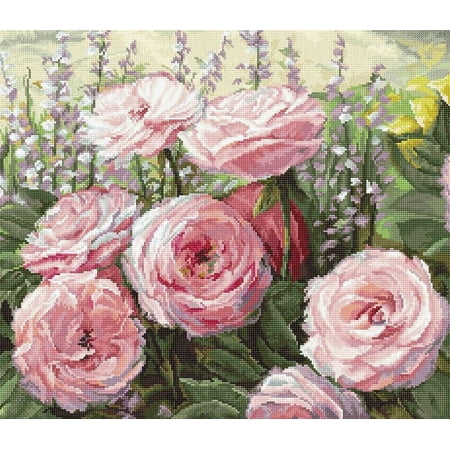 UPC: 4840746044830 | Counted Cross Stitch Kit Summer Bloom Leti952 Needlework Easy Small Green Flowers Pink By LetiStitch Canvas Cotton