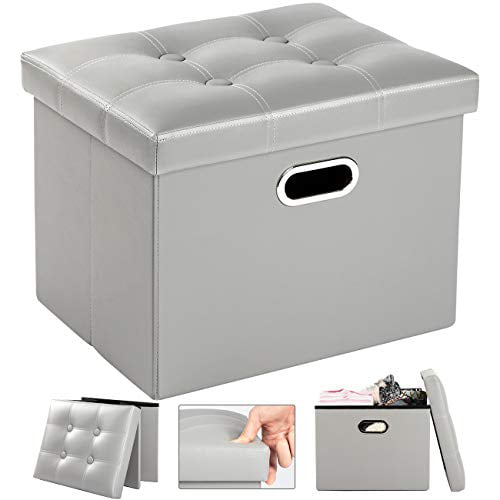 Folding Leather Ottoman Footrest Foot Stool for Room Rectangle Collapsible Bench with Handles Lid Grey Cosyland Ottoman with Storage Sewing Kit 68-Pack Basic Sewing Supply for Everyday Use 
