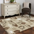 thumbnail image 3 of Hallway Runner Rug 2.7'x5', Coffee Long Non-slip Runner Rugs, Beige Farmhouse Retro Beans Latte Tea Cup Funny Outdoor Indoor Throw Floor Carpet Mat for Living Room/Bedroom/Kitchen/Office/Laundry, 3 of 9