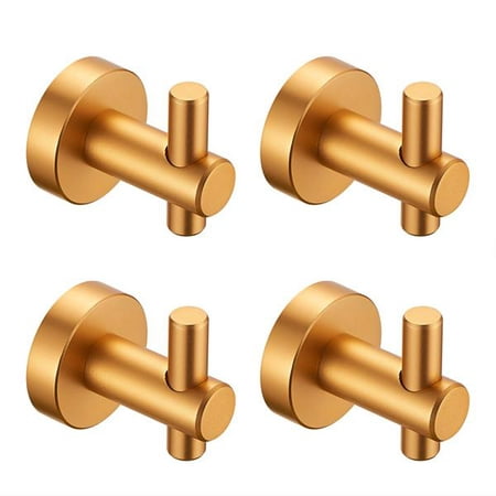 

Fofuai Round Base Wall Hanging Hook with Screws- Brushed Gold Hook 4 Pack for Entry Shoe Cabinet Wardrobe Bathroom Bedroom Furniture Hardware