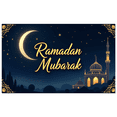 thumbnail image 5 of Ramadan Themed Banner with Crescent Moon Starry Night Background Mosque Elements Backdrop Party Decorations for Ramadan Celebrations Iftar Gatherings Family Parties Islamic Events Cultural Festivities, 5 of 7