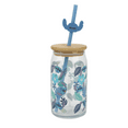 thumbnail image 2 of Lilo & Stitch All-Over Stitch Print 15 Oz Glass Cup With Straw & Lid, 2 of 4