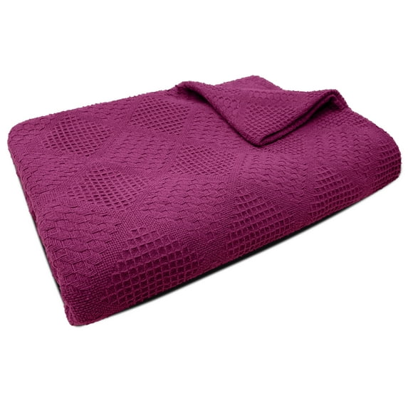 Tracy Porter- Jacquard Woven Cotton Blanket - 350GSM - Raspberry - King
