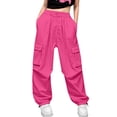 thumbnail image 2 of GiLiling Girls Parachute Cargo Pants, Elastic Waist Quick Dry Lightweight Baggy Hiking Pants with Pockets (Hot Pink, 15-16 Years), 2 of 9