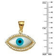 thumbnail image 4 of Precious Stars 14K Yellow Gold Mother of Pearl and Cubic Zirconia Evil Eye Pendant with 24" Chain Necklace, 4 of 6