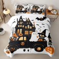 thumbnail image 2 of Homewish Halloween Haunted House Truck Bed Spread Queen, Gnome Pumpkin Queen Coverlet Set, Black Orange White, 3-Piece 1 Bedspread and 2 Pillowcases, 2 of 7