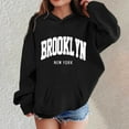 thumbnail image 2 of Telankuip Hoodies for Teen Girls Cute Brooklyn Graphic Letter Printed Hooded Sweatshirts 2025 Fall Winter Long Sleeve Relaxed Fit Leisure Sports Pullover Tops with Pocket Black 3-4 Years, 2 of 4