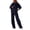 Navy, variant on Rexolia Women’s Full Zip Relaxed Top & Wide Leg Pants Solid 2-Piece Active Set Black L