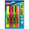 Avery Hi-Liter Desk-Style Highlighters, SmearSafe, Chisel Tip, 4 Assorted Color Highlighters (24063)