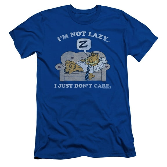 Garfield Not Lazy S/S Adult 30/1 T-Shirt Royal Blue