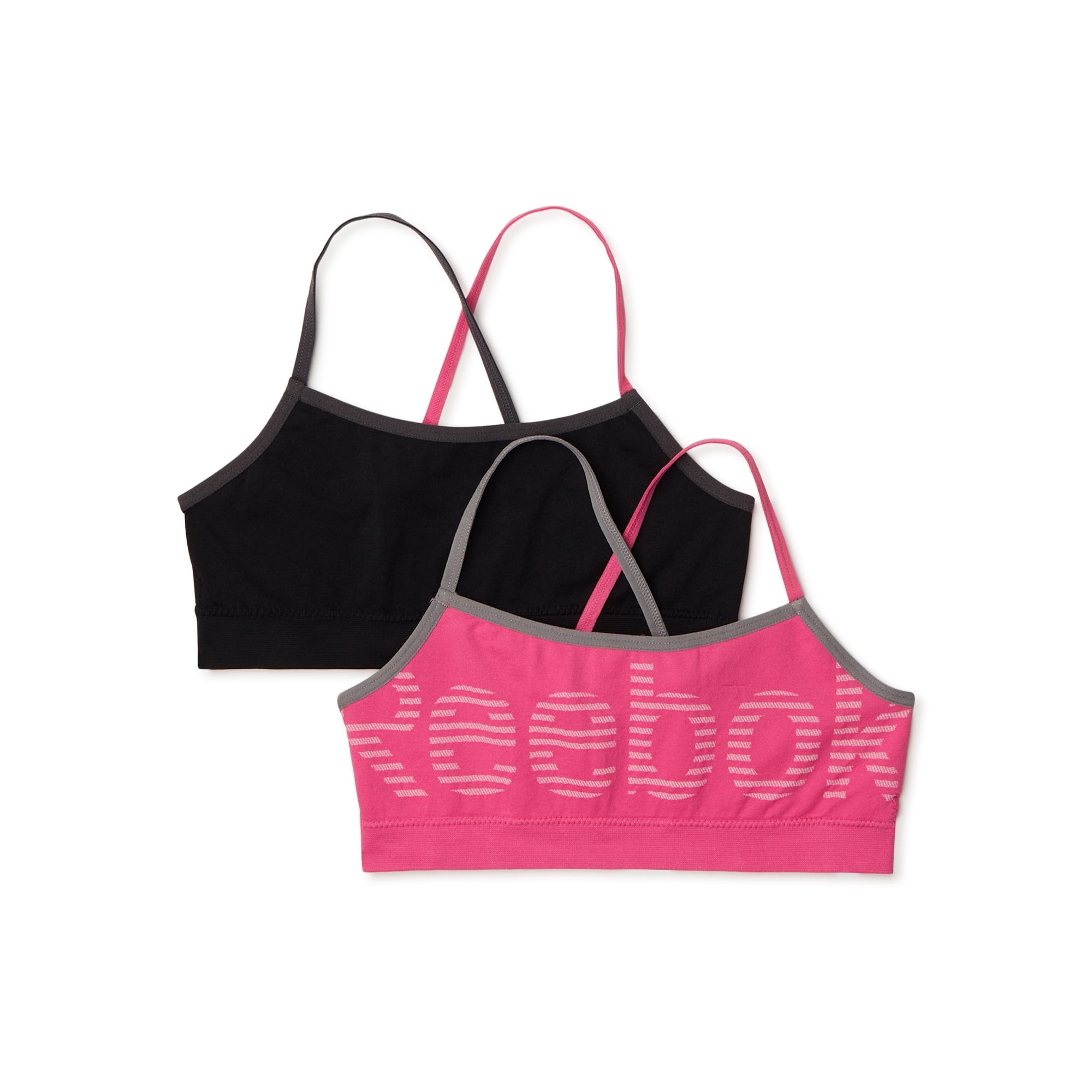 Buy RBX kids girl 2 pack padded brand logo seamless sports bras pink grey  Online