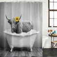 thumbnail image 2 of Yak Bathtub Bathroom Shower Curtains with Hooks, Vintage Black White Yak Bathing Yellow Sunflower Waterproof Fabric Washable Shower Curtain for Home Hotel Bathtub Decor 72x72 Inch, 2 of 9