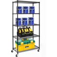 thumbnail image 4 of 5 Tier Storage Shelves,Heavy Duty Wire Shelving Rack with Wheels, Adjustable Rolling Shelving Unit with NSF Certified , 800 Lbs Capacity, For Kitchen, Pantry, Garage,18"D X 35.5"W X 71"H,Black, 4 of 7