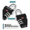 thumbnail image 3 of Fosmon [TSA Accepted][4 PACK] Durable Sturdy 3 Digit Easy Reset Combination Open Alert Indicator Suitcase Backpack Luggage Locker Lock - Black, 3 of 8