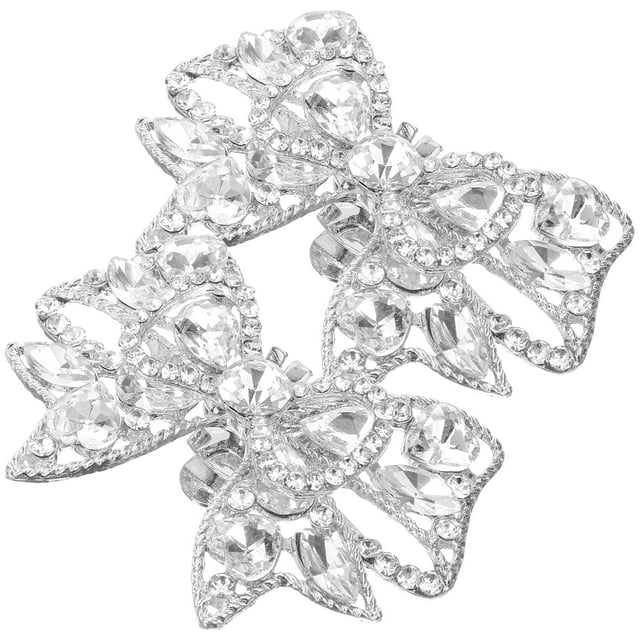 1 Pair Rhinestone Shoe Buckles Removable Shoe Clips Bow Shoe Buckles Wedding Shoe Charms