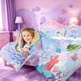 thumbnail image 4 of meiyoeat watercolor Sea Life Coral 7-Piece Twin Bedding,Ocean Initial A Bedding Comforter Set,Reversible, 4 of 7