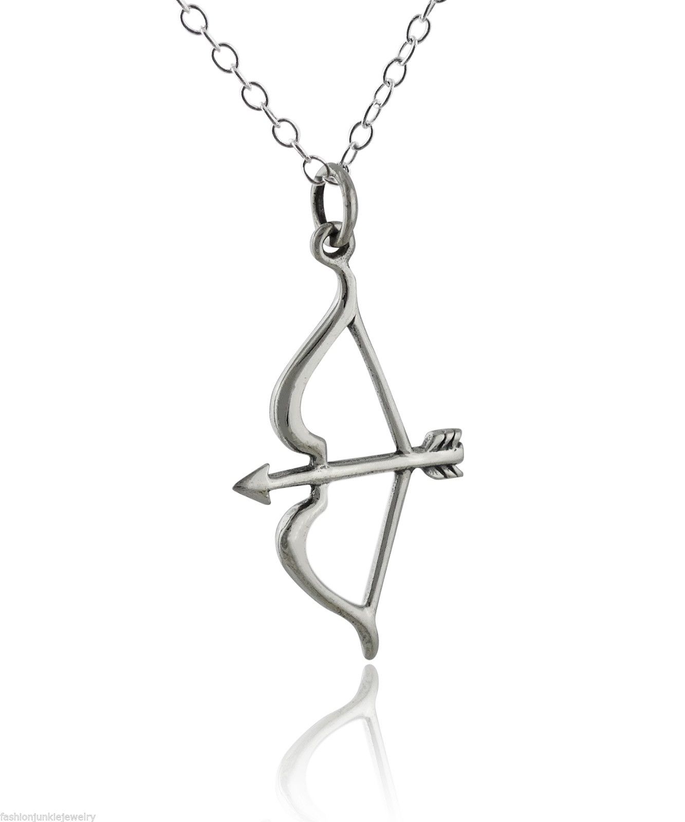 Sterling Silver Archery Bow and Arrow Charm Pendant Necklace, 18" Chain