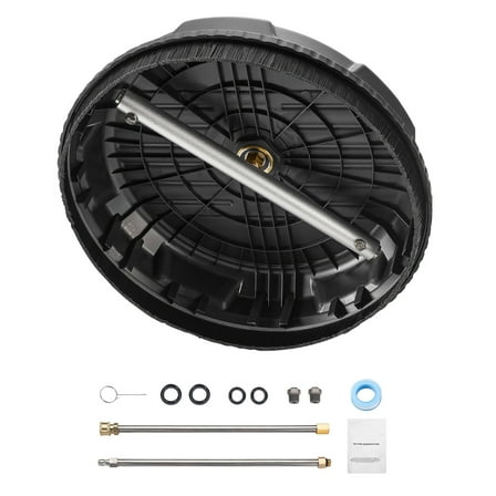 KFFKFF 15" Surface Cleaner for Pressure Washer, Plastic Attachments with Quad Wheels, Maximum 4000 PSI, 1/4 Quick Connector, Dual Spray Nozzles, Pair of Extension Wands for Walkway, Patio, Deck