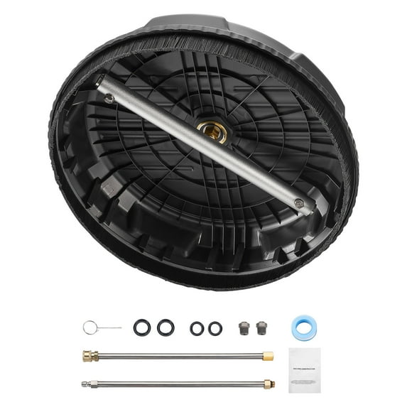 KFFKFF 15" Pressure Washer Surface Cleaner, Plastic Pressure Washer Attachments with 4 Wheels, 4000 Max PSI, 1/4 Quick Connector, 2 Spray Nozzles, 2 Extended Wands