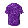 thumbnail image 6 of Lsque Purple Glitter print Men's Cuban Collar Short Sleeve Shirt Summer Beachwear Casual Button Down Fashionable Vacation Leisure Shirt-X-Large, 6 of 7