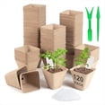 thumbnail image 2 of Paquete de 120 Macetas Cuadradas de Turba para Plántulas, Macetas de de Semillas con Orificios de Drenaje, Kits de Macetas de Semillas de Hierbas Biodegradables, 2 of 5