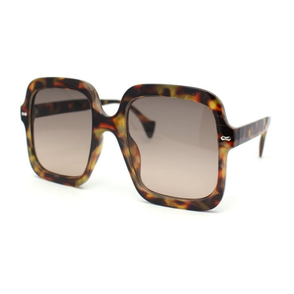 Womens Mod Thick Plastic Rectangle Butterfly Designer Sunglasses Tortoise - Brown