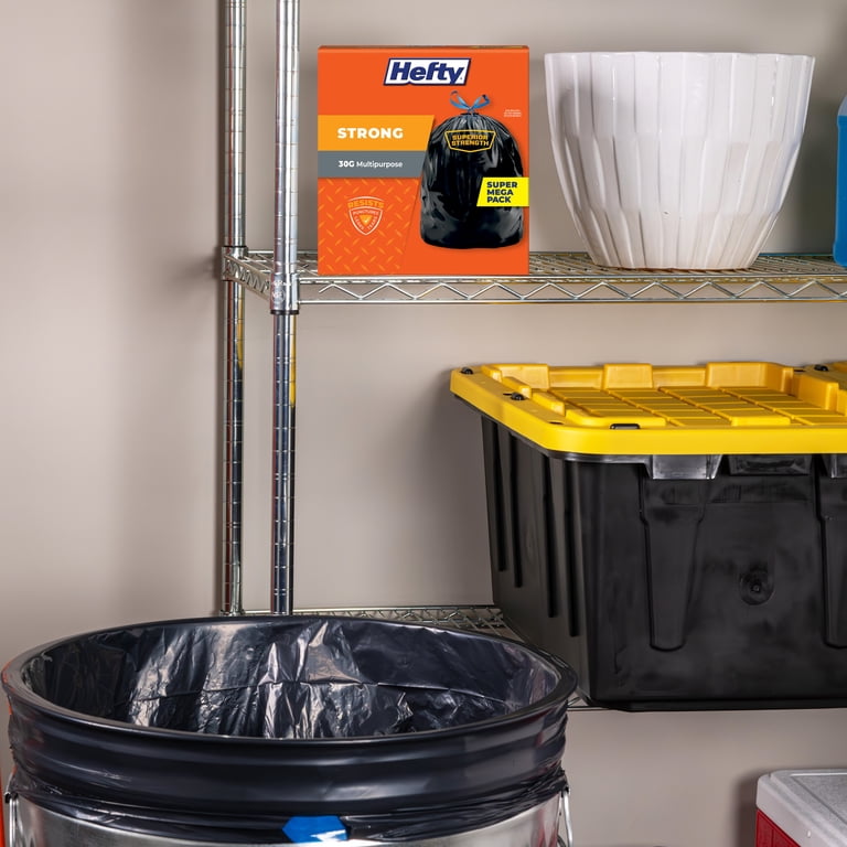 Hefty Strong Large Trash Bags, Black, 30 Gallon, 74 Count photo 2