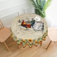 thumbnail image 2 of Rooster Tablecloth Round 60 inch Vintage Style Chicken Sunflower Table Cover Farmhouse Animal Yellow Floral Decor Table Cloth Heat Resistant Washable for Kitchen Dining Party Indoor Outdoor, 2 of 6