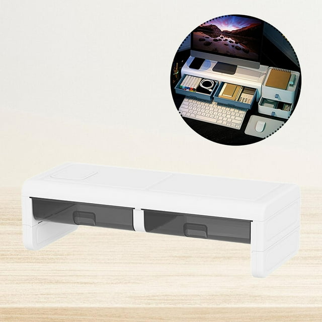 Estante para de computadora de escritorio, Base de sujeción para computadora, ligero con cajón de almacenamiento, soporte de almacenamiento de