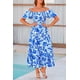 thumbnail image 4 of Vestido PRETTYGARDEN con mangas abullonadas y volantes azul talla M, 4 of 8