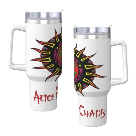 Alice In Chains 40 Oz Tumbler With Handle And Straw Double Wall Stainless Steel Sublimation Tumbler With Handle Leakproof,Bpa-Free,Keep Cold Hours