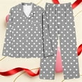thumbnail image 4 of Caywon Women's Valentine's Day Printed Pajama Set with Pockets, 1 Top + 1 Pants Long Sleeve Collared Homewear Set Casual Comfortable Sleepwear Outfit, 4 of 7