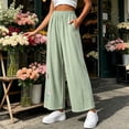 thumbnail image 2 of VBVC Women's Floral Embroidered Wide Leg Pants, High Waist Palazzo Trousers For Women, Ladies' Summer Breathable Pants with Pockets,Green,M-4XL, 2 of 7
