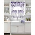 thumbnail image 3 of Purple Swag Kitchen Curtains Sets for Windows 24 Inch Length, Eucalyptus Leaves Short Window Curtain Panels Swags Valances and Tiers 3 Piece Set for Cafe/Dining Room, 3 of 5