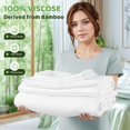 thumbnail image 3 of Rayon Derived from Bamboo Sheets Queen Set Cooling Sheets Piece Sheet Set Thread Count Sheet Deep Pocket Sheet Set Up to Super Soft Silky Smooth (Queen ), 3 of 7
