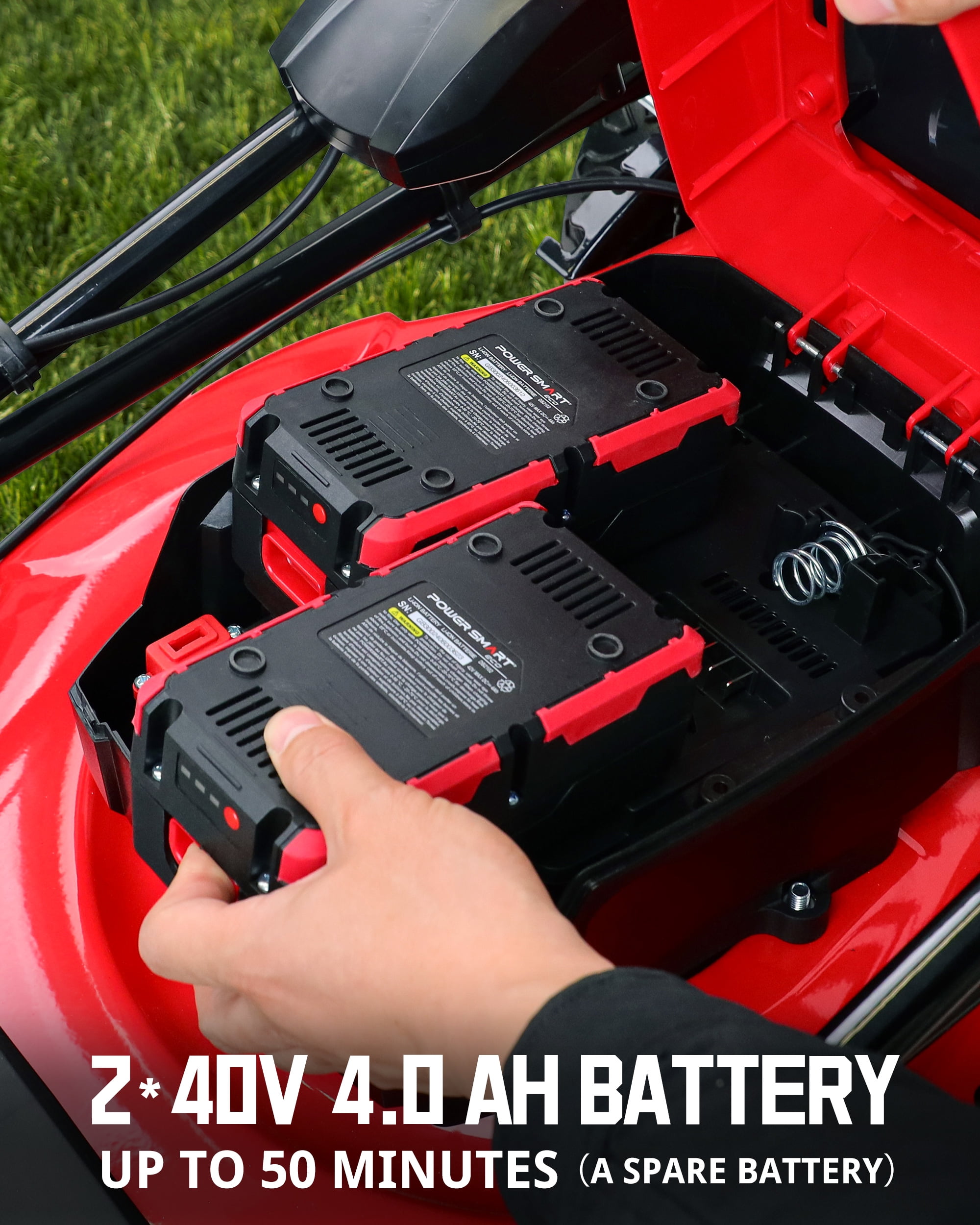 PowerSmart 21" 40V Brushless Cordless Lawn Mower with Two 40V 4.0AH Batteries & Charger, 50min Runtime