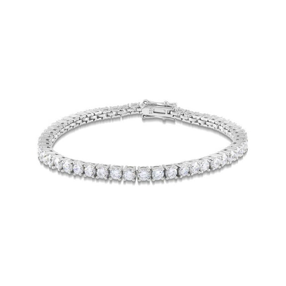AFFY 14k White Gold Plated 925 Sterling Silver Sparkling Cubic Zirconia Classic Tennis Bracelet for Women Size 6.5"